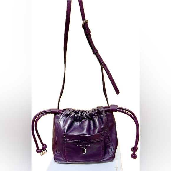 NWOT Marc Jacobs Tied Up Leather Drawstring Bag in Violet Purple - Picture 11 of 12